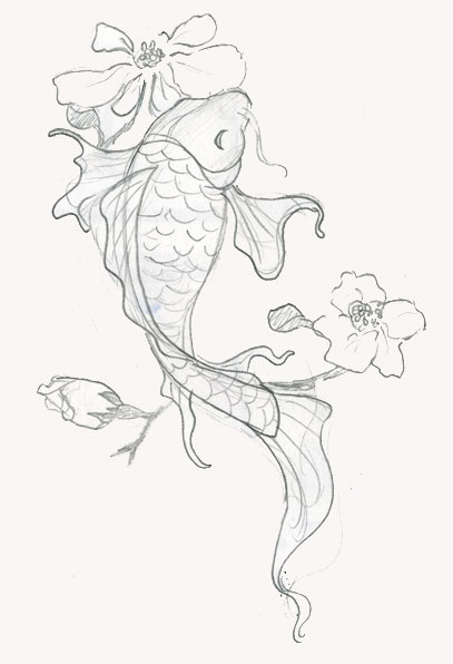 koi. prelim design for my next tattoo… but i think i'll be going in a 